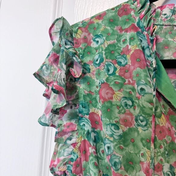 Reset by Jane Green Floral Tiered Ruffle Joelle Mini Dress NWT Size Medium - Picture 6 of 12